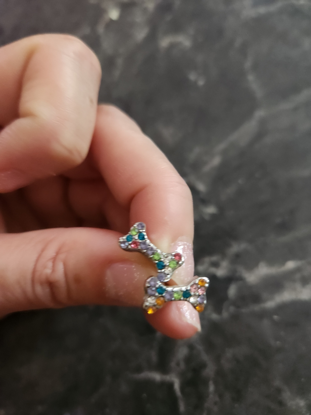 Crystal Multicolor Bone-Shaped Earrings